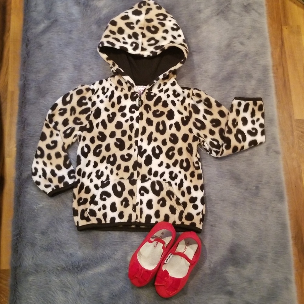 Girls leopard print zip up